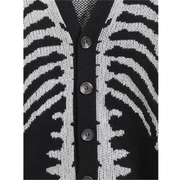 Halloween Cardigan Sweater Black Skeleton Skull Outwear Jacket Coat Unisex - Picture 3 of 3